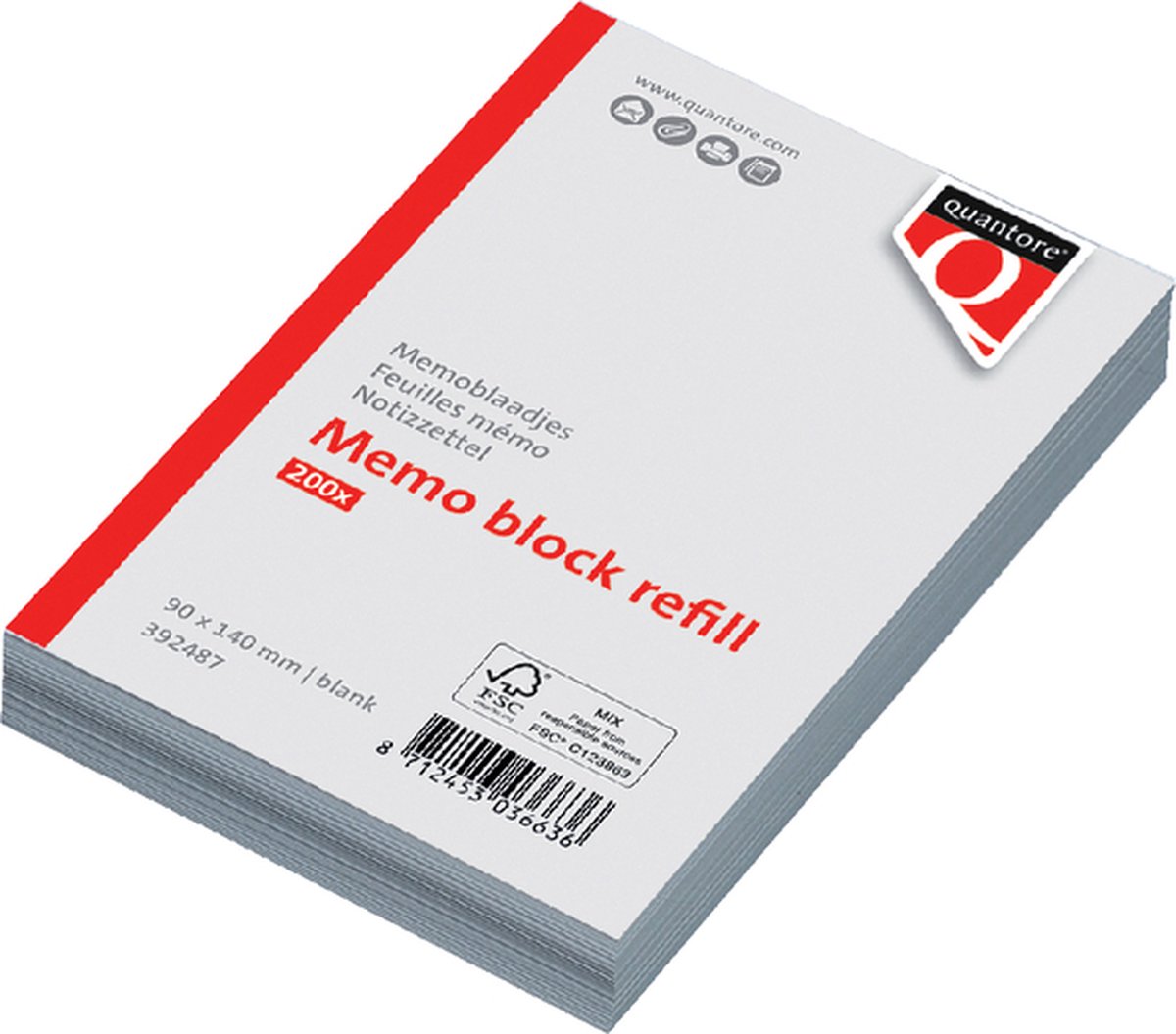 Memoblaadjes Quantore losbladig 140x90x20mm 200 vel | 3 stuks